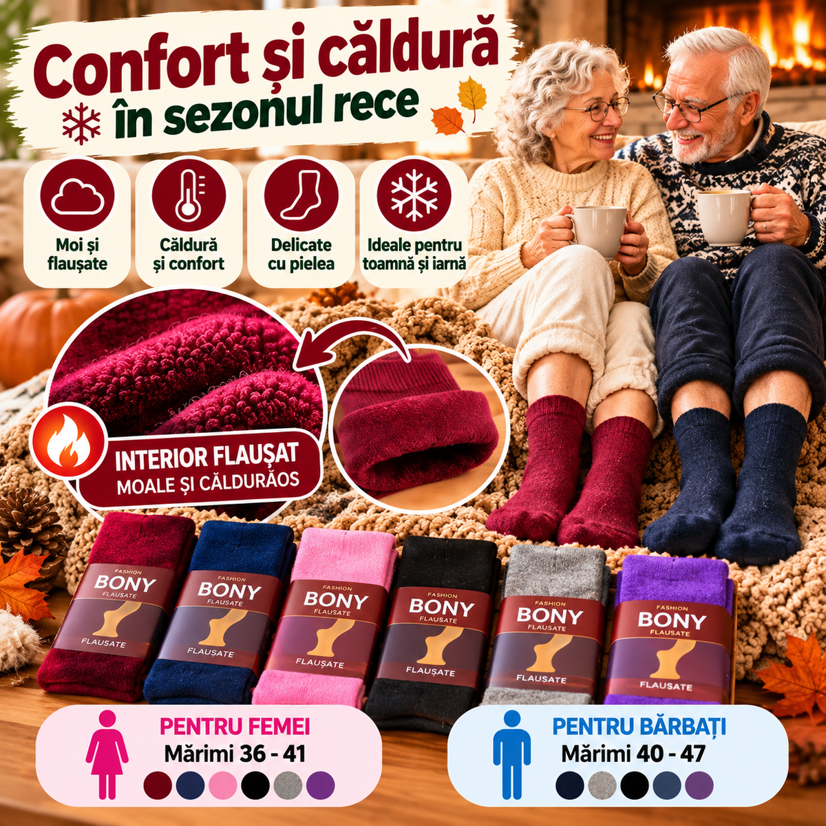 Sosete Medicinale Fără Elastic, Flaușate – Set 6 sau 10 Perechi